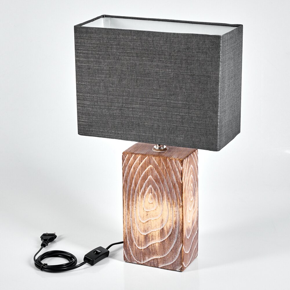 Francillon Lampada da tavolo Marrone, Cromo, Aspetto del legno, 1-Luce