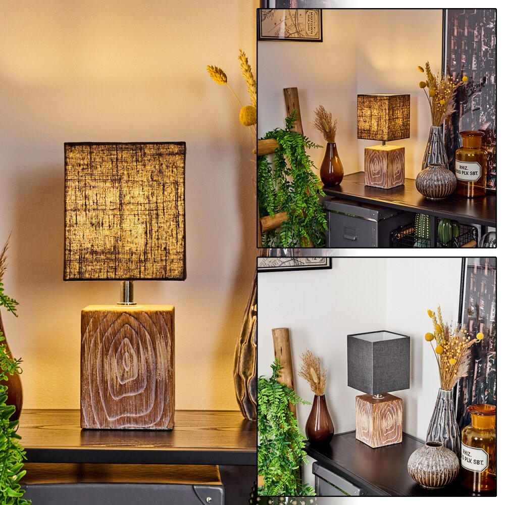 Francillon Lampada da tavolo Marrone, Cromo, Aspetto del legno, 1-Luce main product photo