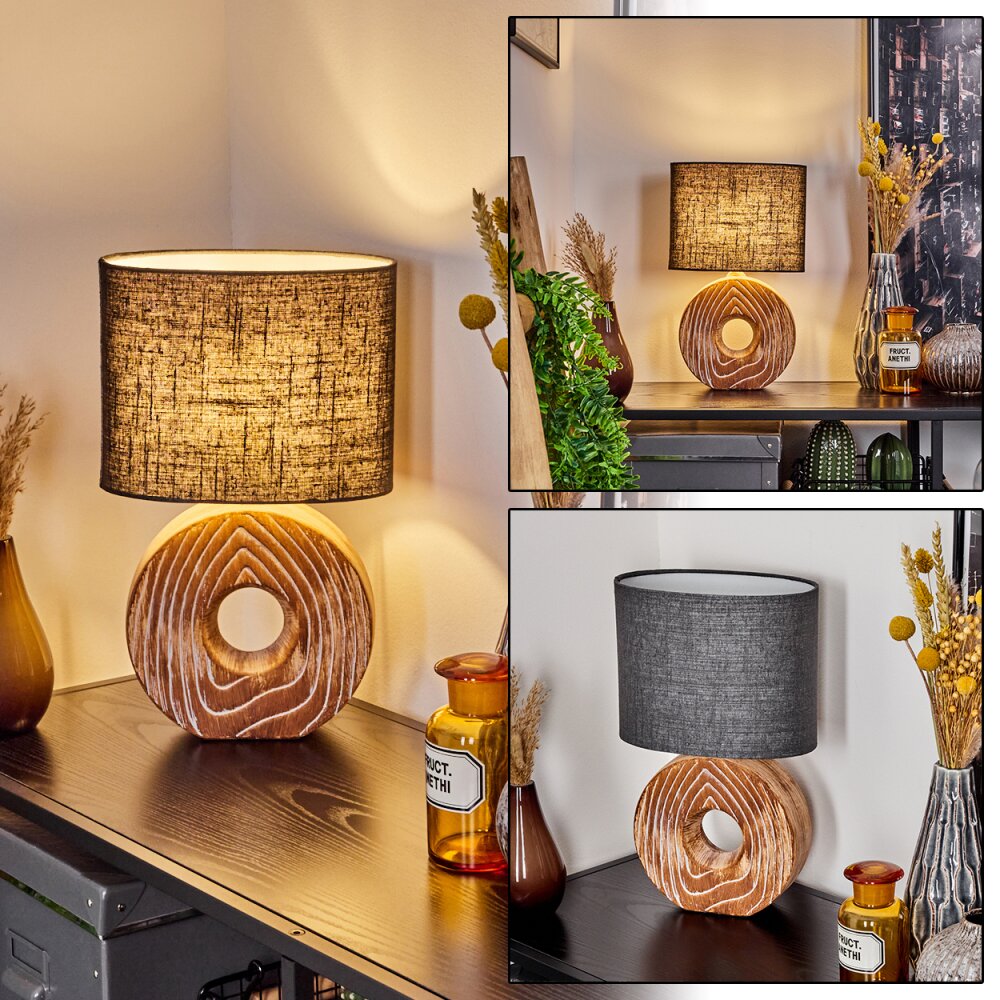 Francillon Lampada da tavolo Marrone, Cromo, Aspetto del legno, 1-Luce main product photo