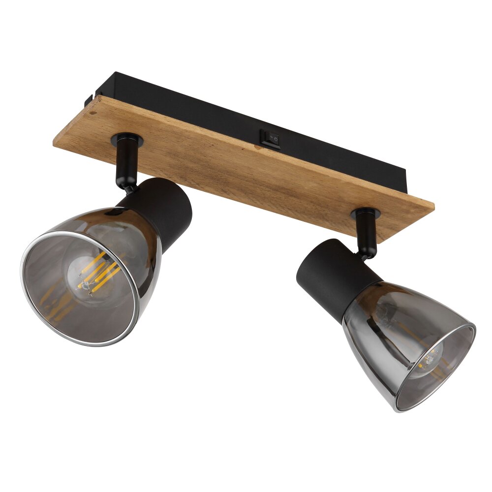 Globo CLAUDE Applique Legno scuro, Nero, 2-Luci