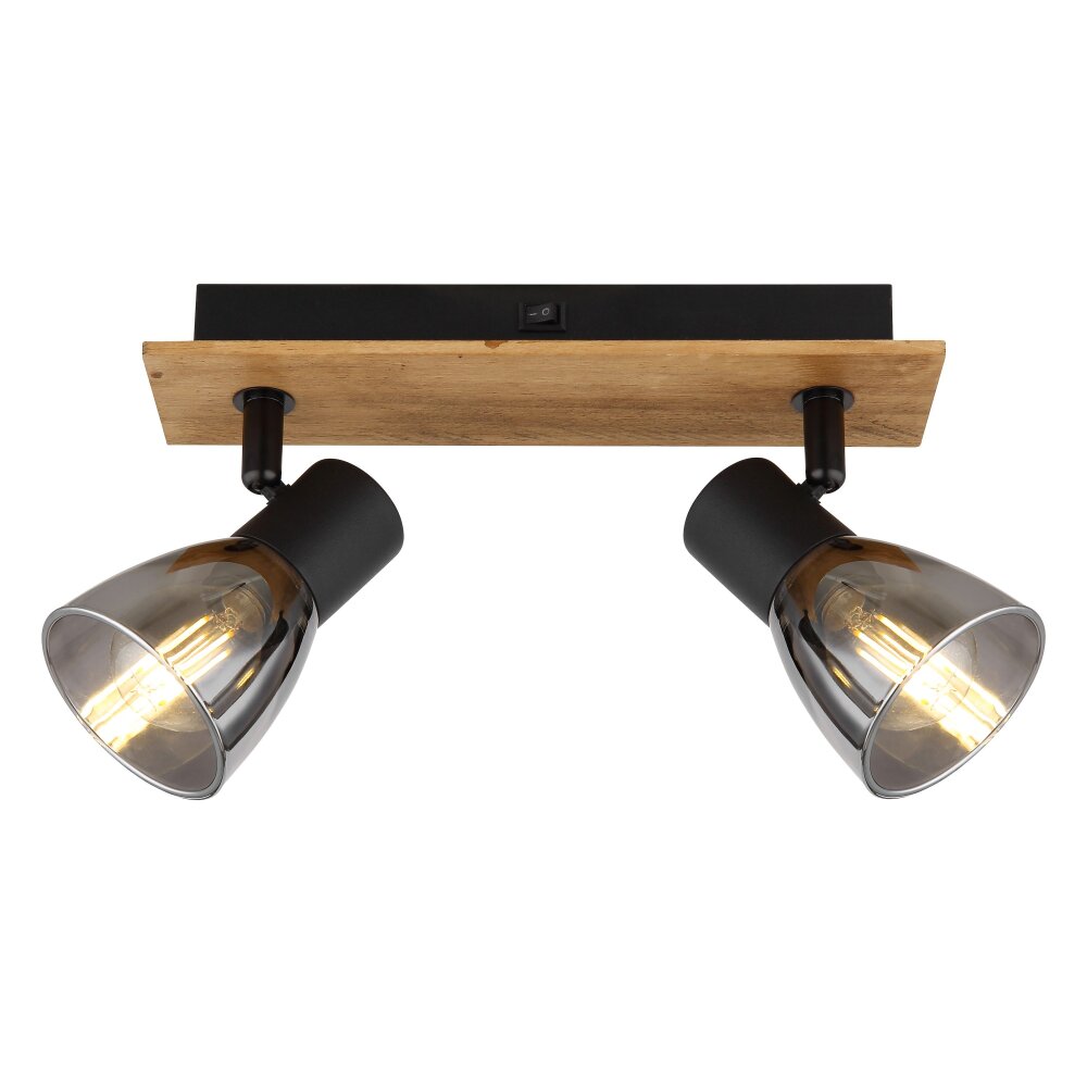 Globo CLAUDE Applique Legno scuro, Nero, 2-Luci