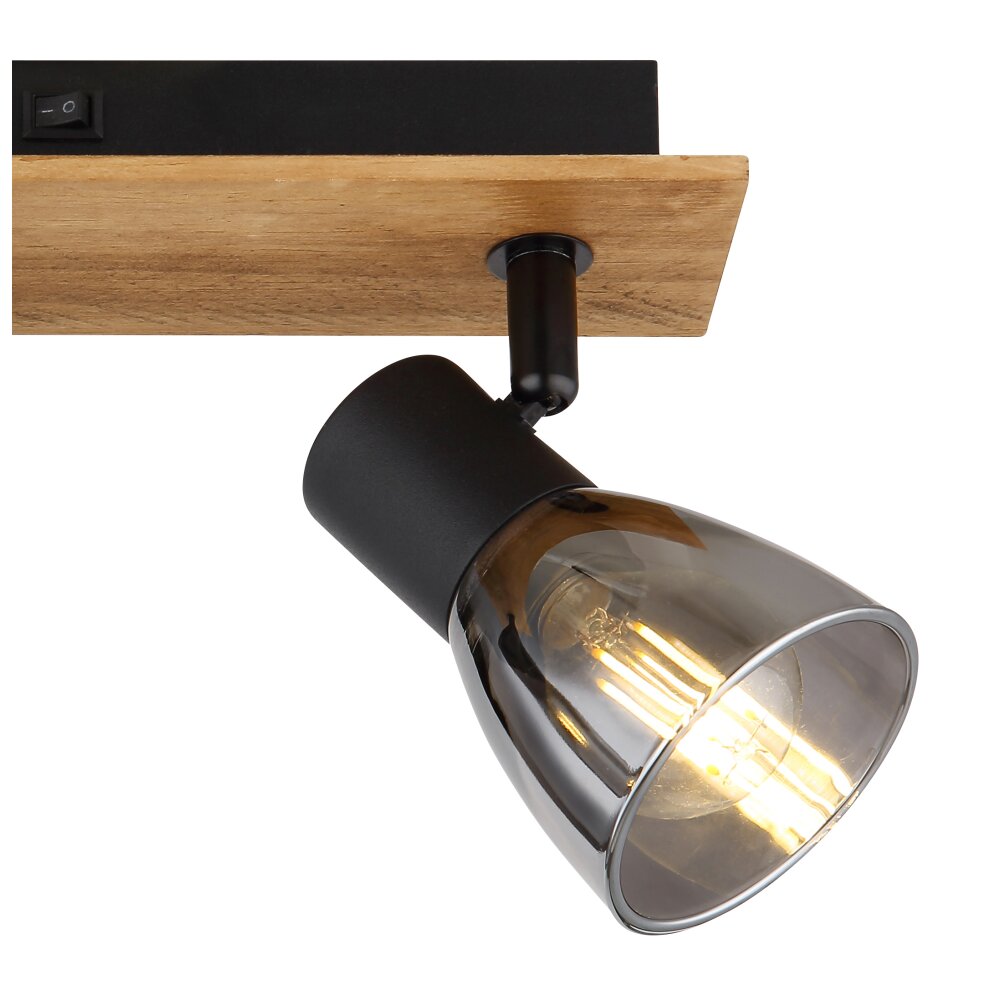 Globo CLAUDE Applique Legno scuro, Nero, 2-Luci