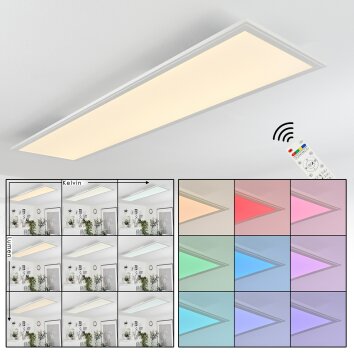 Montalba Plafoniera LED Bianco, 1-Luce, Telecomando, Cambia colore