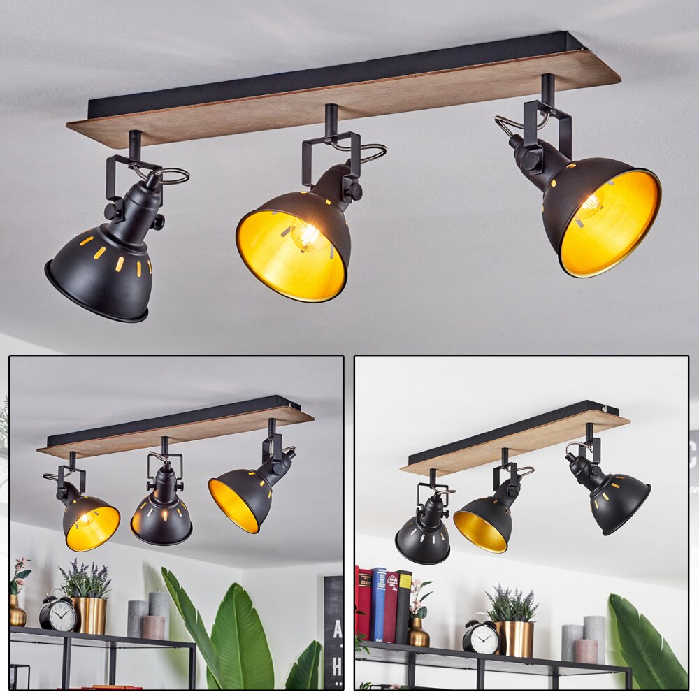 Tina Plafoniera Cromo, Legno scuro, Nero, 3-Luci main product photo