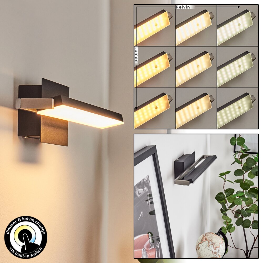 Waltenheim Applique LED Nichel opaco, Nero, 1-Luce main product photo