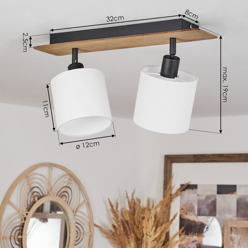 Alsen Plafoniera Legno scuro, Nero, 2-Luci