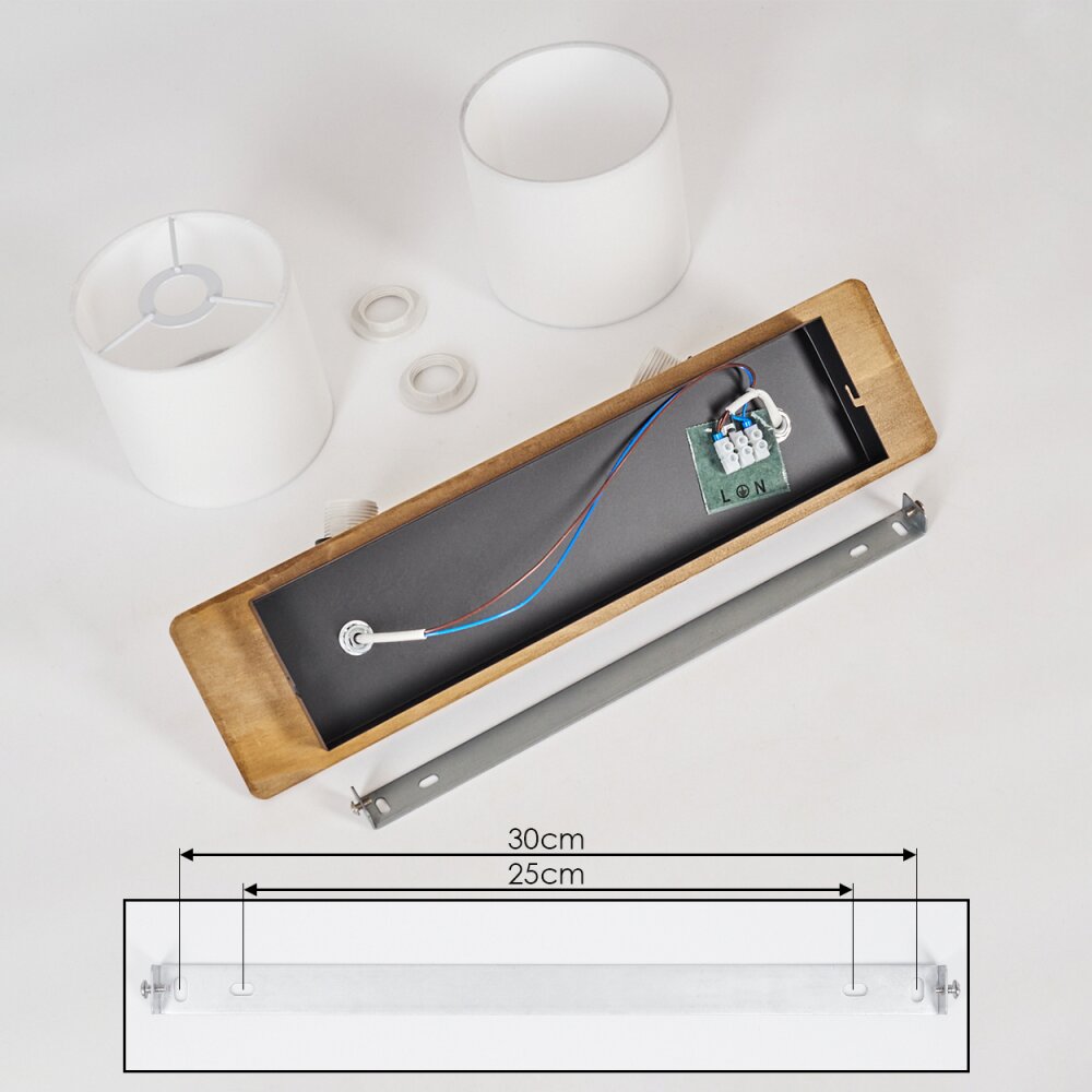 Alsen Plafoniera Legno scuro, Nero, 2-Luci