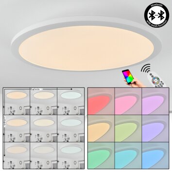 Sani Plafoniera LED Bianco, 1-Luce, Telecomando, Cambia colore