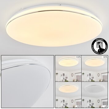 Remenoville Plafoniera LED Cromo, Bianco, 1-Luce