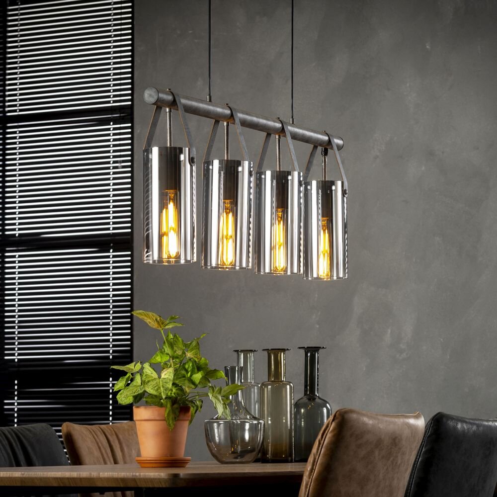 Pompehuis Lampada a Sospensione Acciaio satinato, 4-Luci main product photo