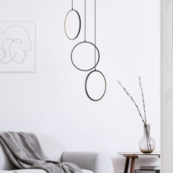 Brilliant Chaumont Lampada a Sospensione LED Nero, 3-Luci