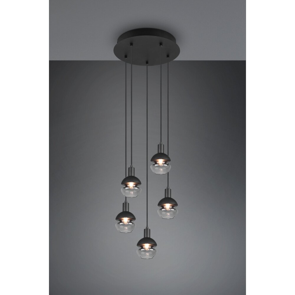 Trio Mela Lampada a Sospensione Nero, 5-Luci main product photo
