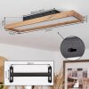 Longvic Plafoniera LED Marrone, Aspetto del legno, Nero, 1-Luce