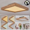 Longvic Plafoniera LED Marrone, Aspetto del legno, Nero, 1-Luce