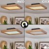 Longvic Plafoniera LED Marrone, Aspetto del legno, Nero, 1-Luce