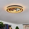 Xamontarupt Plafoniera LED Marrone, Aspetto del legno, Nero, 1-Luce, Telecomando