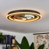 Xamontarupt Plafoniera LED Marrone, Aspetto del legno, Nero, 1-Luce, Telecomando