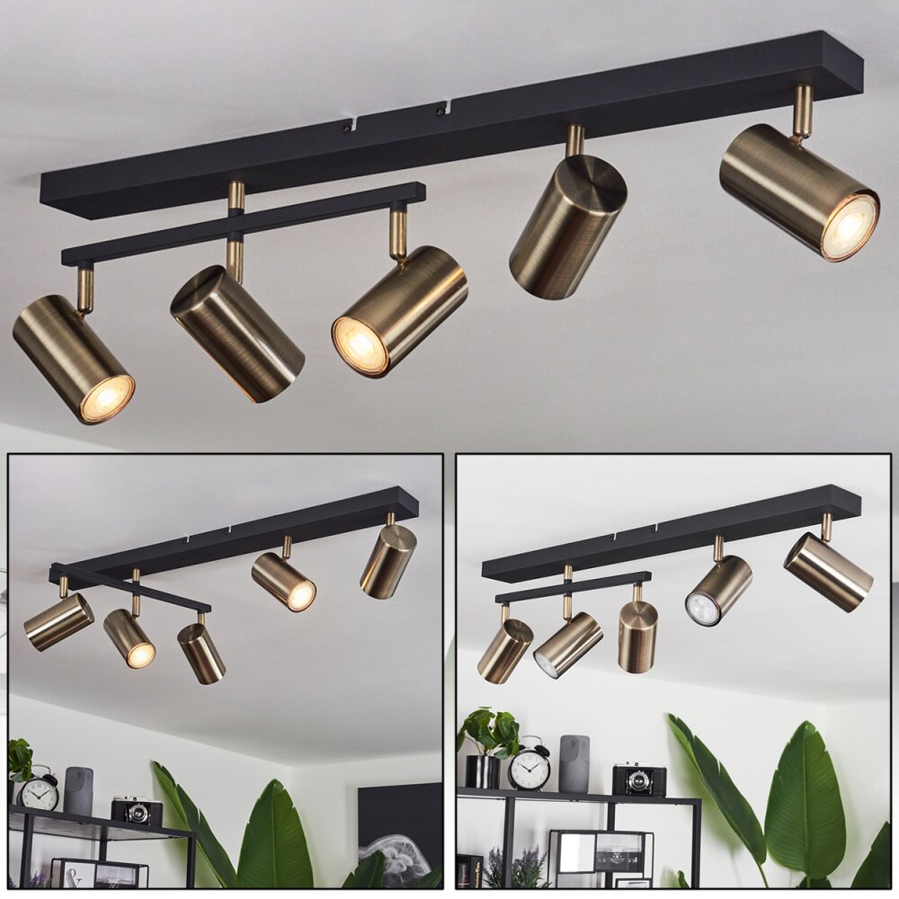 Javel Plafoniera Ottone antico, Nero, 5-Luci main product photo