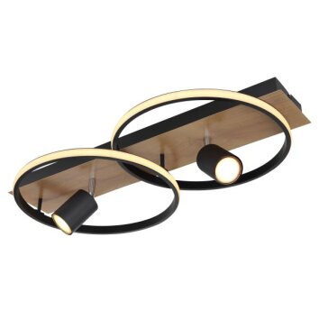 Globo DANNY Plafoniera LED Marrone, Aspetto del legno, Nero, 3-Luci
