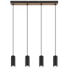 Globo ROBBY Lampadario a sospensione Aspetto del legno, Nero, 4-Luci