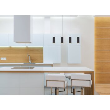 Globo ROBBY Lampadario a sospensione Aspetto del legno, Nero, 4-Luci