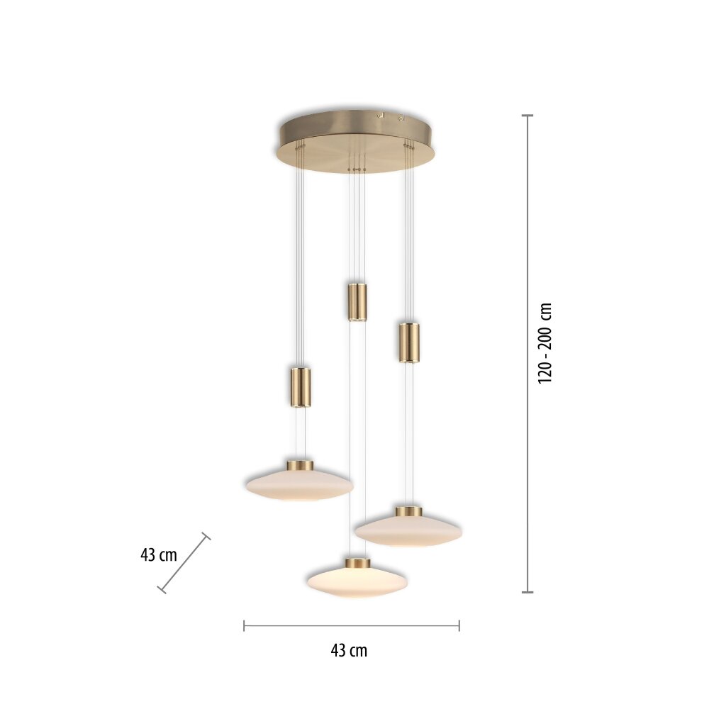 Paul Neuhaus LAUTADA Lampada a Sospensione LED Ottone, 3-Luci