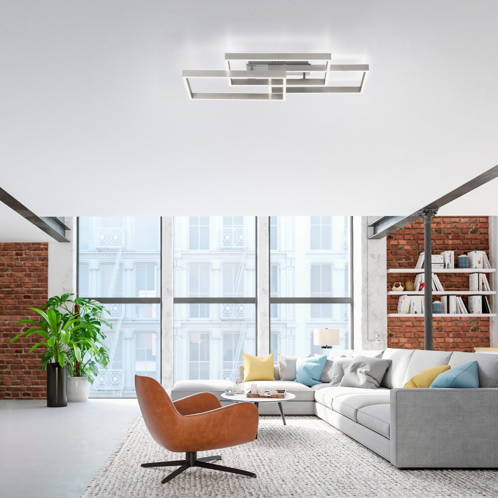 Paul Neuhaus PAAN Plafoniera LED Acciaio satinato, 1-Luce, Telecomando main product photo