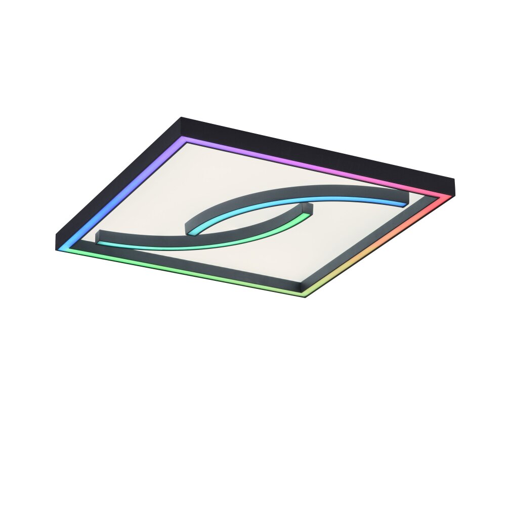 Paul Neuhaus SERPENT Plafoniera LED Nero, 1-Luce, Telecomando, Cambia colore