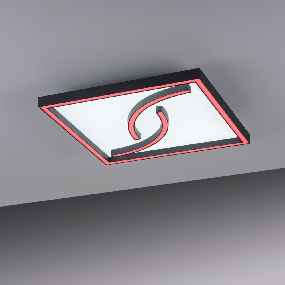 Paul Neuhaus SERPENT Plafoniera LED Nero, 1-Luce, Telecomando, Cambia colore