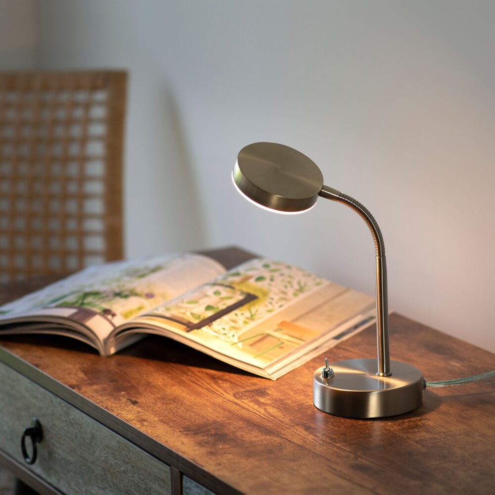 Leuchten-Direkt HENSKEN Lampada da tavolo LED Acciaio satinato, 1-Luce main product photo