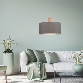 Leuchten-Direkt LINEN Lampadario a sospensione Écru, Nero, 1-Luce