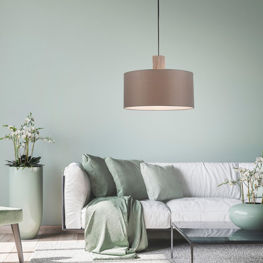 Leuchten-Direkt LINEN Lampadario a sospensione Écru, Nero, 1-Luce main product photo