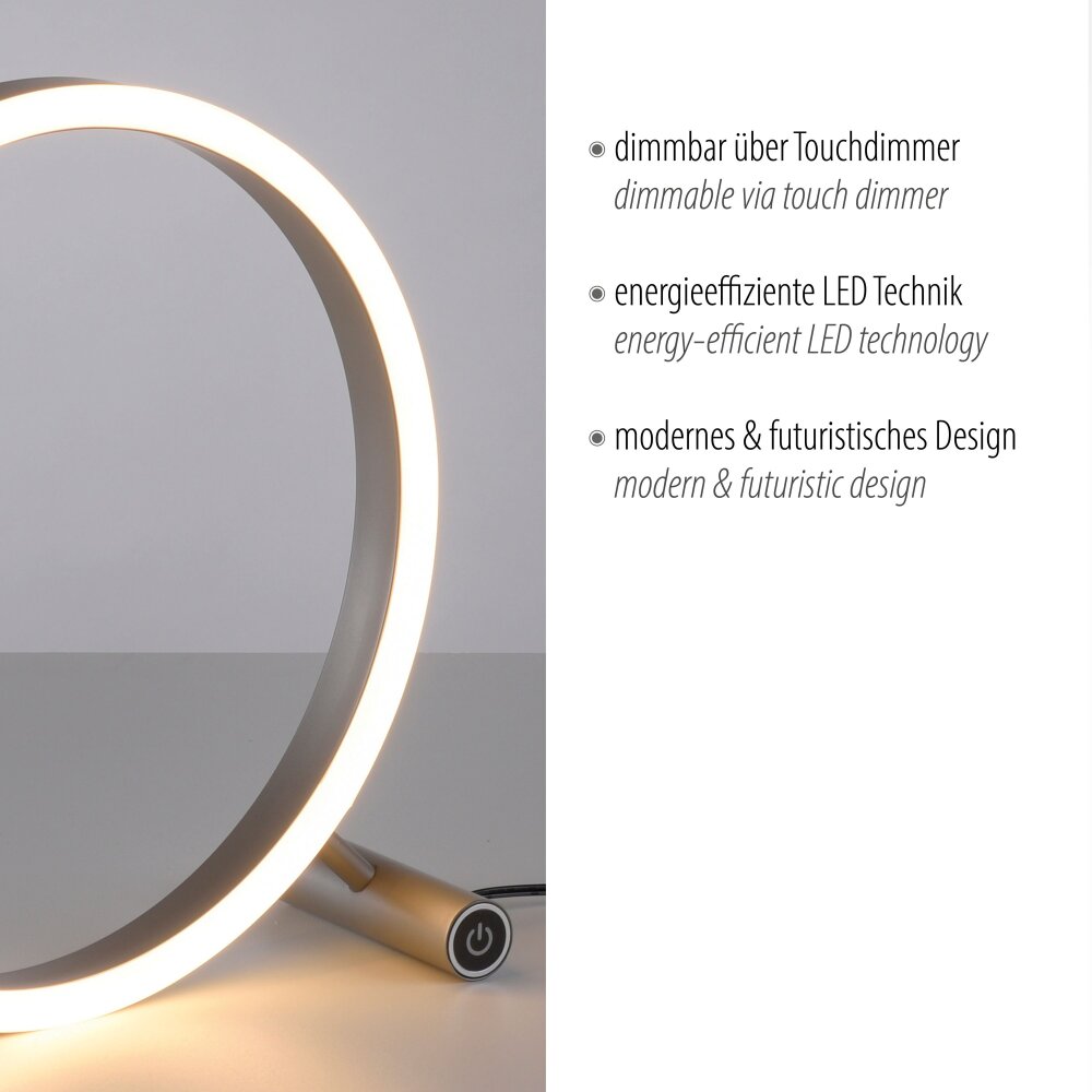 Leuchten-Direkt RITUS Lampada da tavolo LED Alluminio, 1-Luce