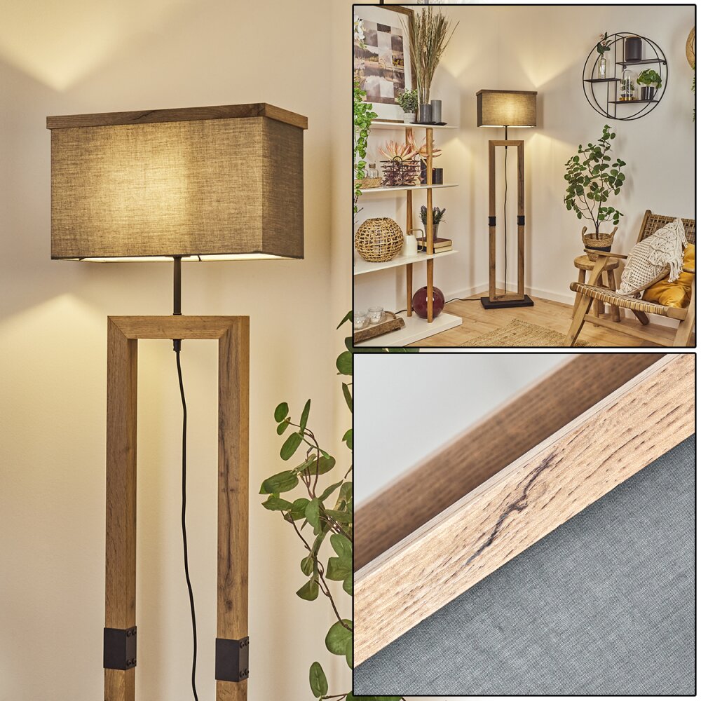 Lure Lampada da terra Marrone, Aspetto del legno, Nero, 1-Luce main product photo
