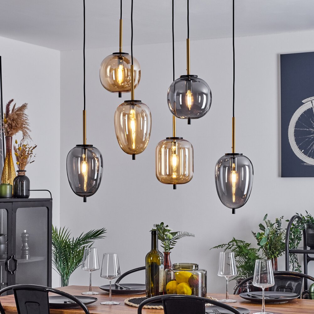 Verbania Lampadario a sospensione Ottone, Nero, 6-Luci main product photo