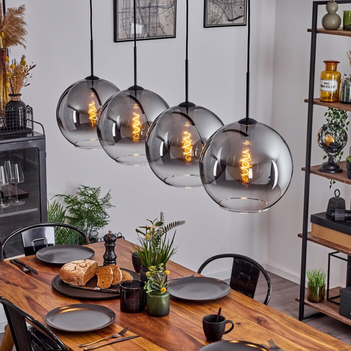 Koyoto  Lampadario a sospensione Vetro 30 cm Chiaro, Grigio fumo, 4-Luci