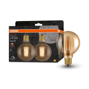 OSRAM Vintage 1906 Set di 2 LED E27 6,5 Watt 2400 Kelvin 725 Lumen