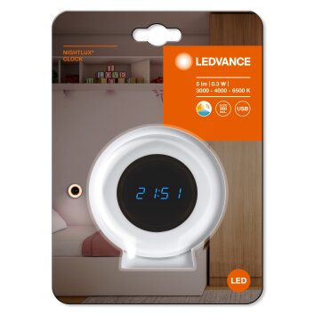 Ledvance NIGHTLUX CLOCK Orologio da tavolo Bianco, 1-Luce