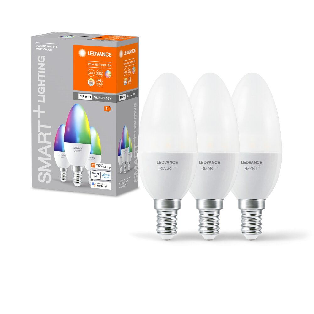 LEDVANCE SMART+ WiFi set di 3 pezzi LED E14 4,9 Watt 2700-6500 Kelvin 470 lumen main product photo