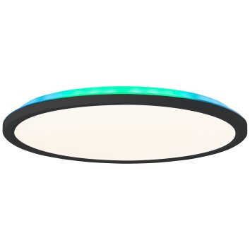 Brilliant Saltery Plafoniera LED Nero, Bianco, 1-Luce, Telecomando, Cambia colore