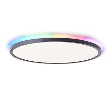 Brilliant Saltery Plafoniera LED Nero, Bianco, 1-Luce, Telecomando, Cambia colore