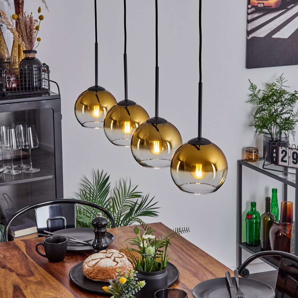 Koyoto Lampadario a sospensione Vetro 15 cm Oro, Chiaro, 4-Luci main product photo