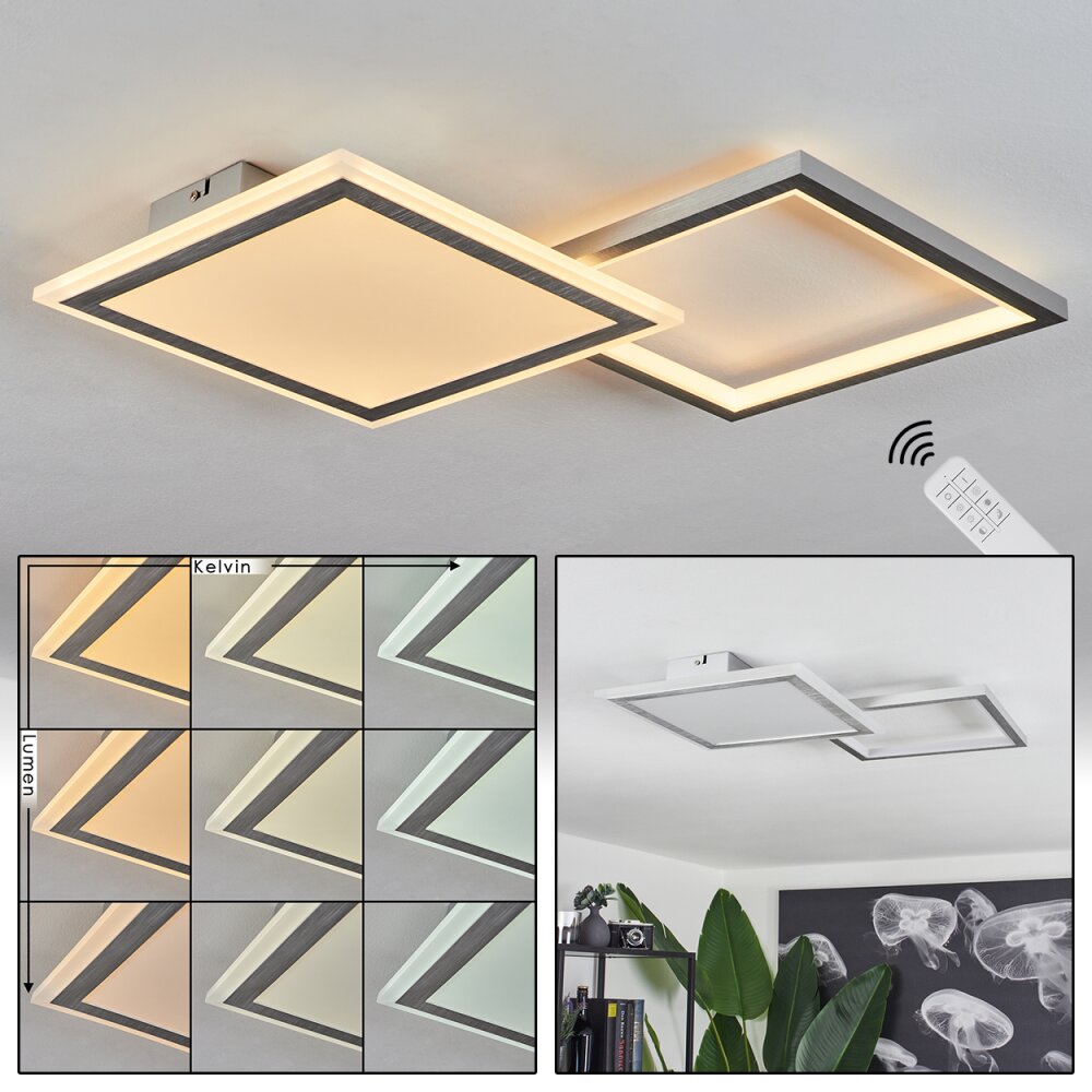 Longos Plafoniera LED Alluminio, 1-Luce, Telecomando main product photo