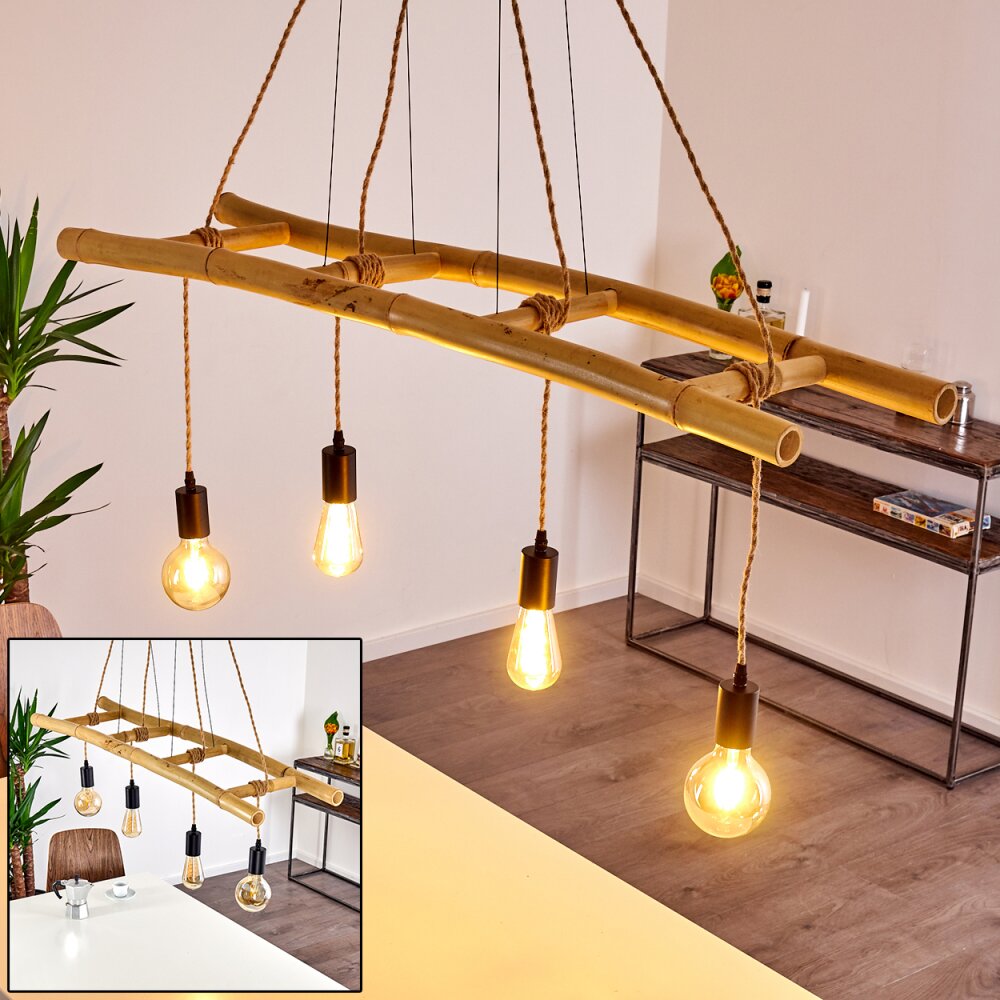 Canazei Lampada a Sospensione Marrone, Legno chiaro, Nero, 4-Luci main product photo