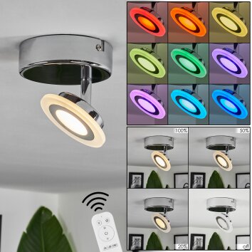 Lucy Plafoniera LED Cromo, 1-Luce, Telecomando, Cambia colore