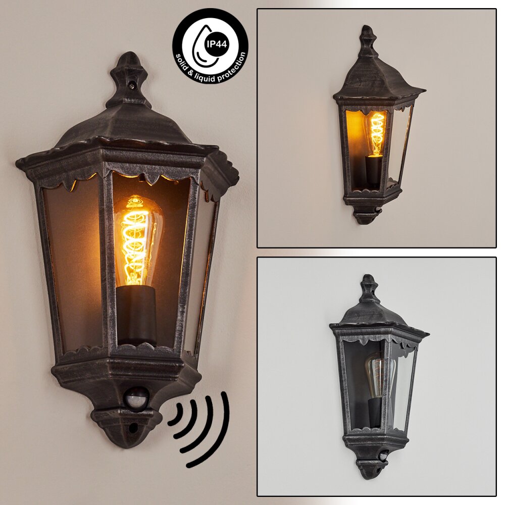 Hongkong Applique da esterno Nero, Argento, 1-Luce, Sensori di movimento main product photo