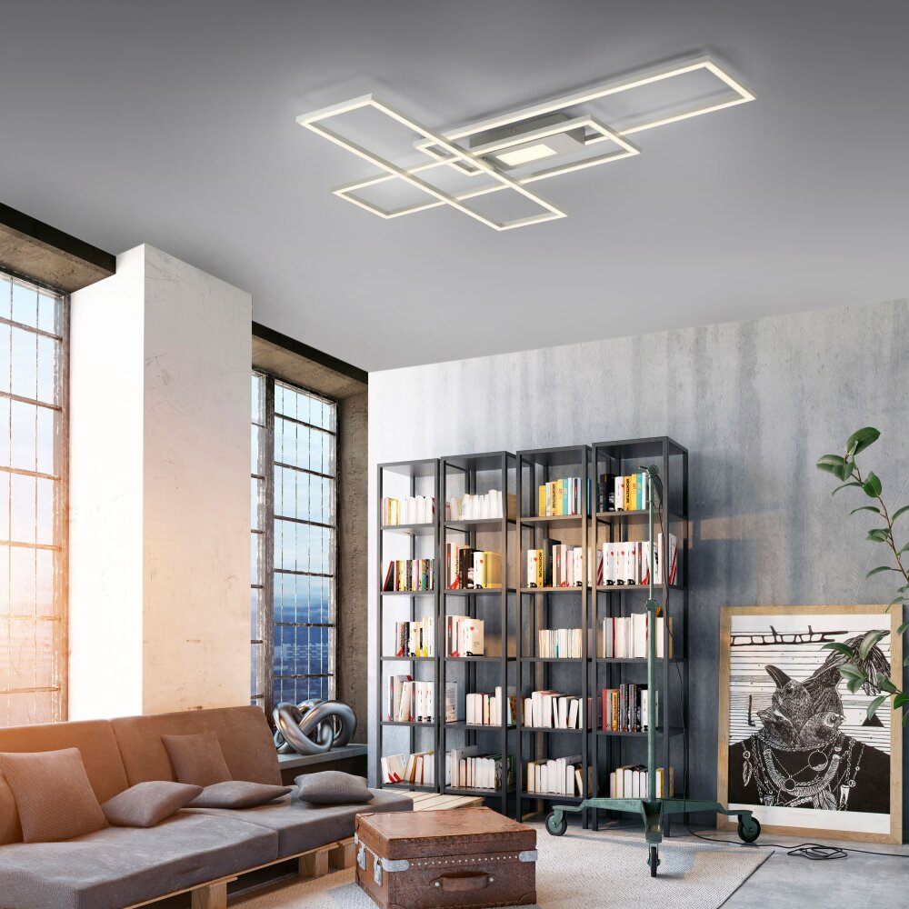 Leuchten-Direkt ASMIN Plafoniera LED Acciaio satinato, 1-Luce, Telecomando main product photo
