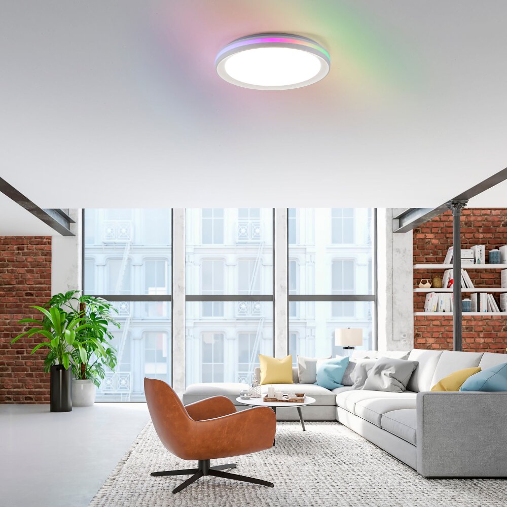 Leuchten-Direkt RIBBON Plafoniera LED Bianco, 2-Luci, Telecomando, Cambia colore main product photo