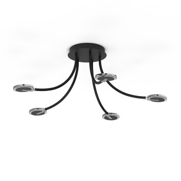 Steinhauer Turound Plafoniera LED Nero, 5-Luci Steinhauer Turound Plafoniera LED Nero, 5-Luci