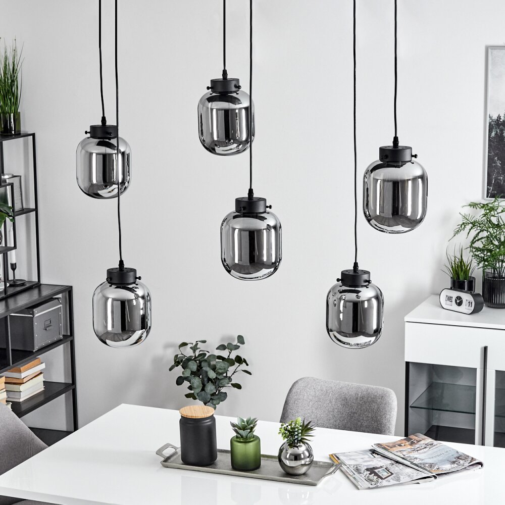 Arieux Lampadario a sospensione Nero, 6-Luci